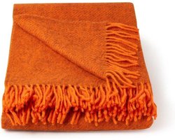 Klippan- Gotland -  Orange - Deken - Plaid - Woon accessoire - Wollen Deken - Oranje - 100% wol