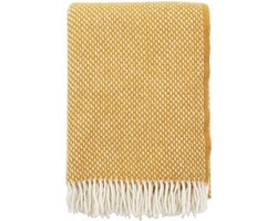 Klippan Preppy Wollen Plaid – mosterd/geel– 130x200 cm – 100% Lamswol- Woonaccessoire
