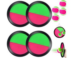 Klittenbandbalspel voor kinderen, strandspeelgoed gooispel met 4 bats en 4 ballen, buitenvangspel voor 2 3 4 5 6 7 8 9 10-jarige meisjes jongens verjaardag kinderdag kerstcadeaus (zwart)
