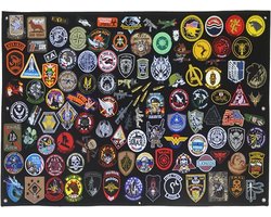 Klittenbandplaat voor Patches - Wandpaneel Patch Collectie - Patches Weergeven - Opvouwbaar Ontwerp - 85 x 70 cm - Zwart