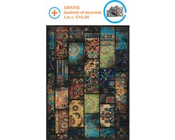 KLM-21061 - Patchwork - Bedrukt tapijten op chenille stof - Vloerkleed - Wasbaar - Laagpolig - Antislip - 160x230 cm