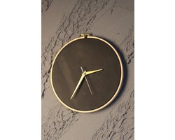 Klok 29 cm – Zwart Echt Leer & Hout – Handgemaakt Design met Stil Quartz Uurwerk – Stijlvolle Muurdecoratie - Woonkamer/kantoor/slaapkamer - Klok