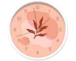 Klok Abstract Pink roze 30 centimeter Dutch Sprinkles - wandklok met organische vormen in roze tinten - met cijfers - wit frame koperen wijzers - meisjes klok - geluidloze wandklok tikt niet - kinderklok, kinderkamer, tienerkamer