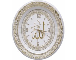 Klok Allah met Ayet el Kursi Ovaal Wit / Goud