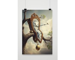Klok Poster - Fantasie Posters - Bom - Surrealistisch - Tijd - Wanddecoratie Woonkamer - 180 gram papier - L6819 - Formaat 70 x 100cm