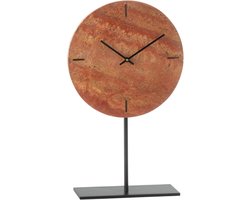 Klok rond marmer - steen - terracotta/zwart