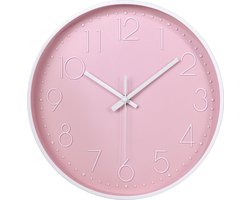 Klok roze 30 cm - Wandklok - Muurklok - Stil uurwerk - Klok