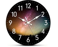 Klok Sterrenstelsel - Ø 30 cm - Analoog - Wandklok - Sterren - Hemel - Galaxy - Kinderkamer - Tienerkamer - Goede Kwaliteit