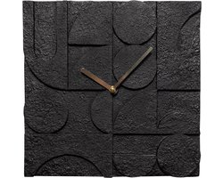 Klok Zaria WOOOD - zwart cement rond 30cm