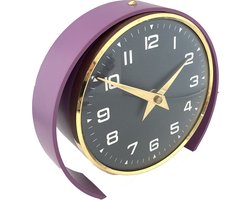 Klokkenfabriek Schoonhoven retro vintage tafelklok jaren 70, in paars