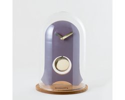 KLOQ - Koepelklok met Pendule - Bureau Klok - Batterijen Inbegrepen - Quartz Beweging - Niet-Tikkend Batterij Aangedreven -Lavendel Grijs & Goud - 21 cm x 21 cm x 31,5 cm