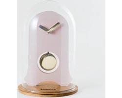 KLOQ - Koepelklok met Pendule - Bureau Klok - Batterijen Inbegrepen - Quartz Beweging - Niet-Tikkend Batterij Aangedreven - Perzik Pastel en Glimmend Goud - 21 cm x 21 cm x 31,5 cm