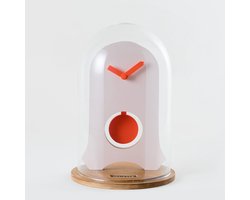 KLOQ - Koepelklok met Pendule - Bureau Klok - Batterijen Inbegrepen - Quartz Beweging - Niet-Tikkend Batterij Aangedreven - Perzik Pastel en Neon Oranje - 21 cm x 21 cm x 31,5 cm