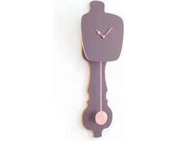 KLOQ - Wandklok met Pendule - Batterijen Inbegrepen - Wanddecoratie - Quartz Beweging - Niet-Tikkend Batterij Aangedreven - Lavendel Grijs & Perzik Pastel - Groot
