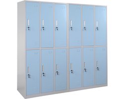 Kluis Boston T829, metalen 12-vaks kluis ~ blauw