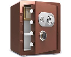 Kluis Brandveilig Waterdicht - Veiligheidskist Stalen kist - Waardevolle spullen bewaren - Mechanisch slot Sleutel - 38x33x45cm - Goud
