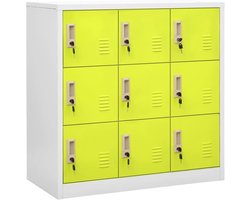 Kluisjeskast Staal - Opbergkast Lockers - Veilig Opbergen - 9 Kluisjes Met Slot - 90x45x925 cm - Grijs Groen