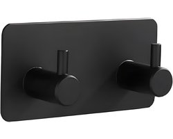 Knaak 2 in 1 Handdoekhaakjes - RVS - Zelfklevend - Rechthoekige Handoekhaakjes - Zwart