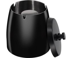 Knaak Asbak met Deksel - Zwart Metaal - Winddicht en Regendicht - Geschikt voor Binnen en Buiten