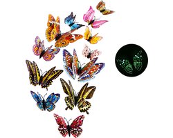 Knaak Glow in the Dark 3D Vlinders Muurstickers Decoratie - Multicolor