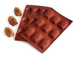 Knaak Madeleine Bakvorm - Siliconen Roodbruin - Voor 9 Madeleine Cakejes - Flexibele Bakplaat
