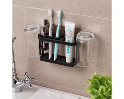 Knaak Tandenborstelhouder - RVS - Zelfklevend of Staand - Zwart - Hygiënisch & Ruimtebesparend