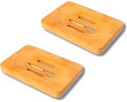 Knaak Zeepbakje - Set van 2 Bamboe Zeepschalen - Natuurlijke Look - Zeepdoos met Sleuven - Voor Badkamer