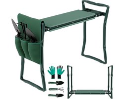 Kniebank voor tuinieren, tuinkruk, inklapbaar met EVA-schuimkussen, tuinkruk met opvouwbare werktas, 2-in-1 kniebank tot belastbaarheid 150 kg, 59 x 28 x 49 cm (groen