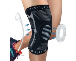Kniebrace - Kniebandage - Kniebescherming - Knie ondersteuning - Knee wraps - Knieband - Knie hulp - Knie massage - Zwart - Maat L