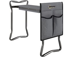 Knielbankje voor tuinieren 58×28×49 cm grijs, metaal, kniekussen, tuinbankje, tuinkruk, zitbankje, stevig en duurzaam, eenvoudig ontwerp, praktisch en mooi, voor tuin, terras en buiten