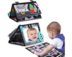 Knisperboekje - buikligtrainer baby speelgoed 6 maanden - Tummy Time - Zwart Wit Contrast Boek – Montessori Speelgoed – Sensorisch Speelgoed – Baby Activiteitenboek – 0-12 Maanden