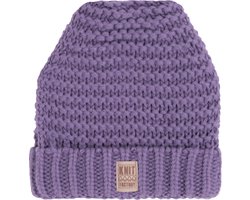 Knit Factory Alex Gebreide Muts Dames - Beanie hat - Violet - Grofgebreid - Warme paarse Wintermuts - One Size