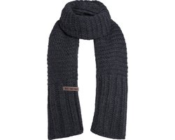 Knit Factory Alex Gebreide Sjaal Dames & Heren - Warme Wintersjaal - Grof gebreid - Langwerpige sjaal - Wollen sjaal - Heren sjaal - Dames sjaal - Unisex - Antraciet - Donkergrijs - 200x45 cm