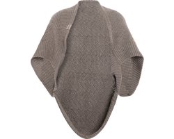 Knit Factory Amber Gerbreide Dames Bolero - Bolero Dames vest - 3/4 mouw - Gebreid damesvest - Gemaakt van 30% wol en 70% acryl - Bruine dames bolerovest - Marron - One size