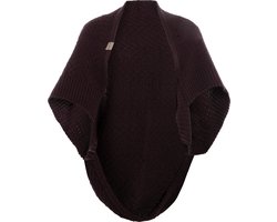 Knit Factory Amber Gerbreide Dames Bolero - Bolero Dames vest - 3/4 mouw - Gebreid damesvest - Gemaakt van 30% wol en 70% acryl - Donkerpaarse dames bolerovest - Midnight Plum - One size