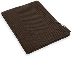 Knit Factory Beau Gebreid Plaid - Woondeken - plaid - Wollen deken - Kleed - Dark Taupe - 160x130 cm