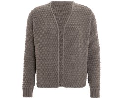 Knit Factory - Becky Gebreid Vest - Gebreide dames cardigan - Kort vest op heuphoogte - bruin damesvest gemaakt uit 30% wol en 70% acryl - Marron - 40/42