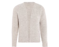 Knit Factory - Becky Gebreid Vest - Gebreide dames cardigan - Kort vest op heuphoogte - Damesvest gemaakt uit 30% wol en 70% acryl - Beige - 36/38