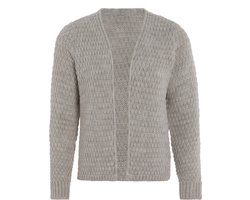 Knit Factory - Becky Gebreid Vest - Gebreide dames cardigan - Kort vest op heuphoogte - Grijs damesvest gemaakt uit 30% wol en 70% acryl - Iced Clay - 36/38