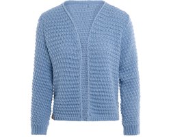 Knit Factory - Becky Gebreid Vest - Gebreide dames cardigan - Kort vest op heuphoogte - Lichtblauw damesvest gemaakt uit 30% wol en 70% acryl - Crystal Blue - 40/42