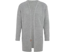 Knit Factory Carry Gebreid Dames Vest - Grof gebreid dames vest - Lichtgrijze cardigan - Damesvest gemaak uit 30% wol en 70% acryl - Licht Grijs - 40/42