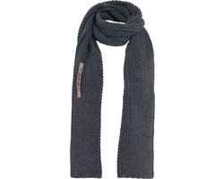 Knit Factory Carry Gebreide Sjaal Dames & Heren - Warme Wintersjaal - Grof gebreid - Langwerpige sjaal - Wollen sjaal - Heren sjaal - Dames sjaal - Unisex - Antraciet - Donkergrijs - 200x35 cm