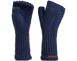 Knit Factory Cleo Gebreide Dames Vingerloze Handschoenen - Handschoenen voor in de herfst & winter - Donkerblauwe handschoenen - Polswarmers - Capri - One Size