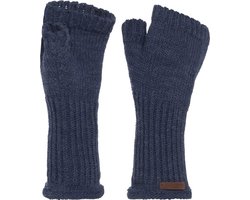 Knit Factory Cleo Gebreide Dames Vingerloze Handschoenen - Handschoenen voor in de herfst & winter - Donkerblauwe Handschoenen - Polswarmers - Jeans - One Size