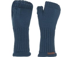 Knit Factory Cleo Gebreide Dames Vingerloze Handschoenen - Handschoenen voor in de herfst & winter - Donkerblauwe handschoenen - Polswarmers - Petrol - One Size