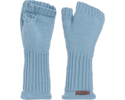 Knit Factory Cleo Gebreide Dames Vingerloze Handschoenen - Handschoenen voor in de herfst & winter - Lichtblauwe handschoenen - Polswarmers - Celeste - One Size