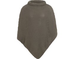 Knit Factory Coco Gebreide Poncho - Met ronde kraag - Dames Poncho - Gebreide mantel - Bruine winter poncho - Cappuccino - One Size