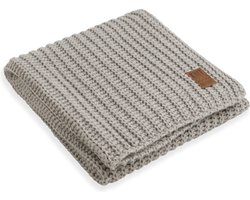 Knit Factory Cody Gebreid Plaid - Woondeken - plaid - Wollen deken - Kleed - Wollen plaid - Iced Clay - 160x130 cm