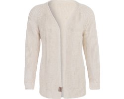 Knit Factory Daisy Kort Gebreid Dames Vest - Lente & zomer vest - Damesvest reikend tot de heup - Dames cardigan gemaakt uit 80% Gerecycled katoen - Duurzaam & Milieuvriendelijk - Beige - 40/42