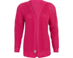 Knit Factory Daisy Kort Gebreid Dames Vest - Lente & zomer vest - Felroze damesvest reikend tot de heup - Dames cardigan gemaakt uit 80% Gerecycled katoen - Duurzaam & Milieuvriendelijk - Fuchsia - 36/38
